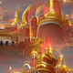 Fantastic golden city of virtual world