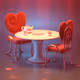 Bed, table & chairs