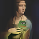 Lady with an neon Pepe