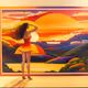 The Beautiful Brunette Woman Facing the Sea