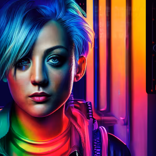 The cyberpunk Kaley Cuoco fanart collection
