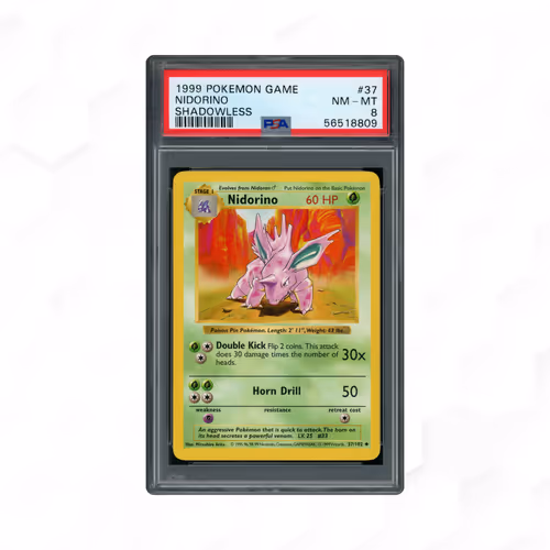 1999 Game Shadowless Nidorino #37 PSA 8