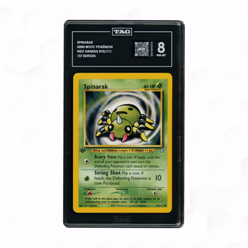 2000 Neo Genesis 1st Edition Spinarak #75 TAG 8