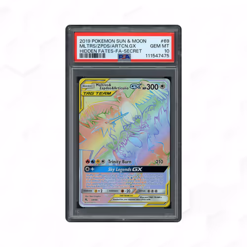 2019 Hidden Fates Moltres & Zapdos & Articuno GX #69 PSA 10