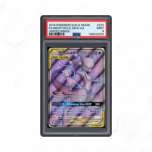 2019 Unified Minds Mewtwo & Mew GX #222 PSA 9