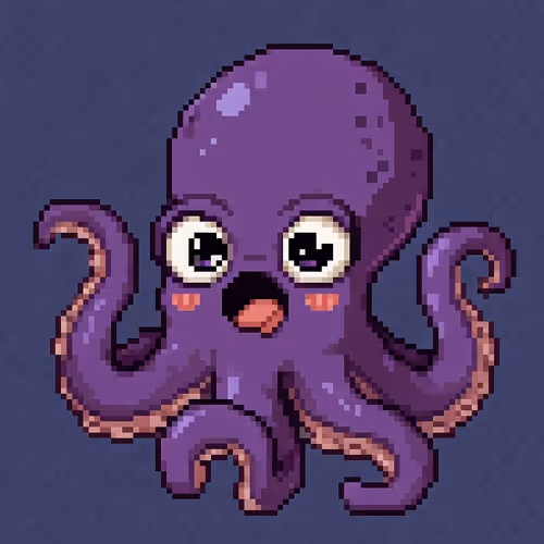 A surprised purple octopus
