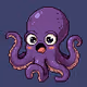 A surprised purple octopus