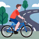 Cycling on the side of the road