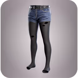 Jeans short with ripped stocking
