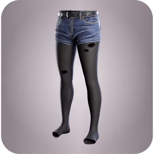 Jeans short with ripped stocking