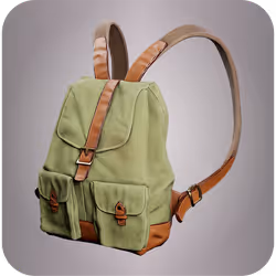 Green canvas backpack