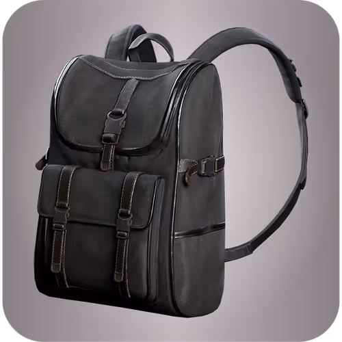 Black leather backpack
