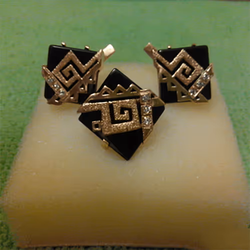 pendant, earrings, rings