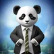 3D cute panda in pants suit Gif