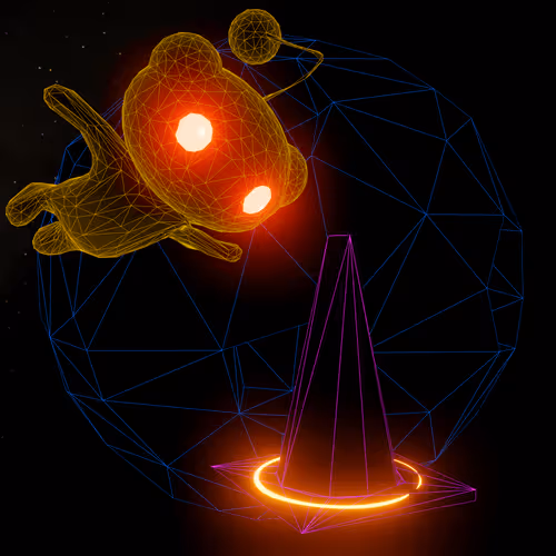 Moon Cone Gang #40 - Lo-Rez Gold Alien & Magenta Cone
