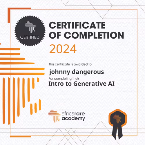 Africarare AI Course Certificate