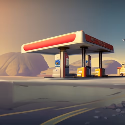 Retro Gas Station On Mars