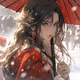 girl in the snow with umbrella