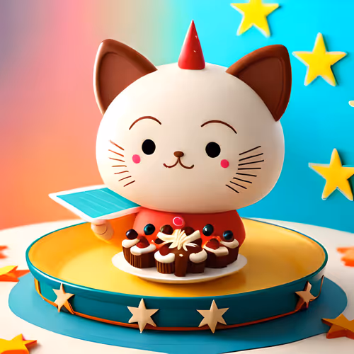 Kawaii cats with cakes