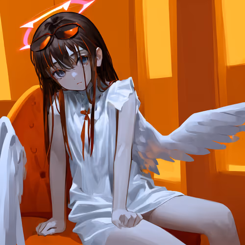 椅子に座った天使