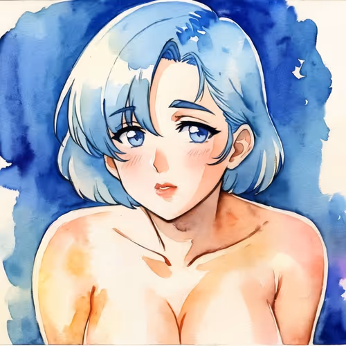 Watercolor, anime, girl