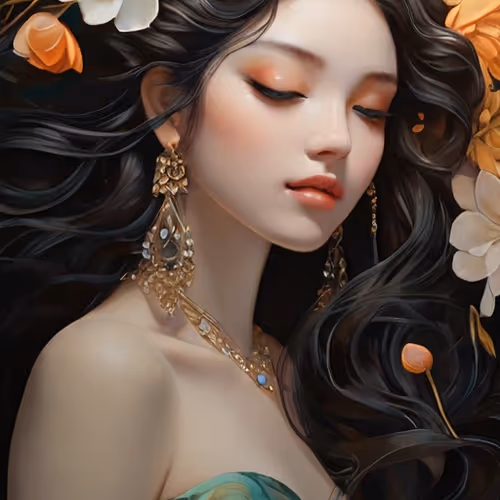 Beauty with Orange Flowers