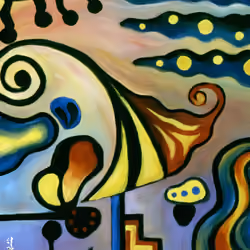 "Sailing" Abstract Oil Painting by Tsukiyo Hoshikage