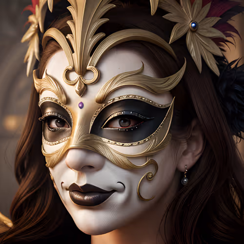 Close-up photo of a woman mit mask