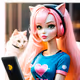 pink barbie cat