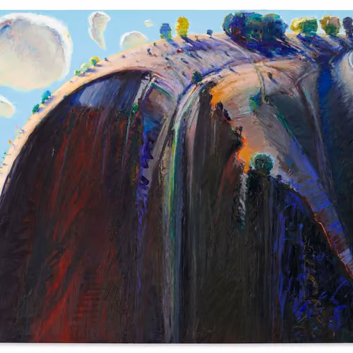 Wayne Thiebaud - Clouds and Ridge, 1969, oil on canvas, 121.9 x 152.4 cm 