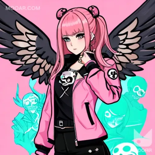 Black Pink Angel Skulls