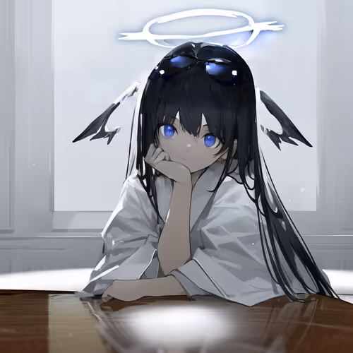 頬杖をついている天使