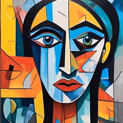 Chaotic woman Cubism style