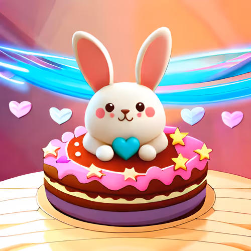Kawaii bunny with sweets