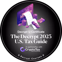 The Decrypt 2023 U.S. Tax Guide Certificate