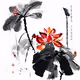 Lotus oriental ink painting