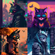 Cyberpunk Cat Four Seasons