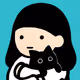 With a black cat