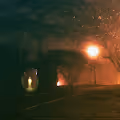 Foggy night in a little french city