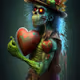 green zombie with heart
