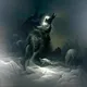 Night wolf under the moonlight