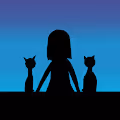 A girl with two cats