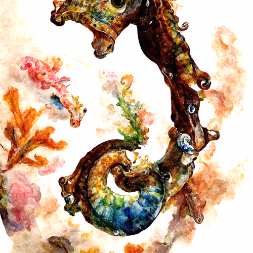 Watercolor Seahorses