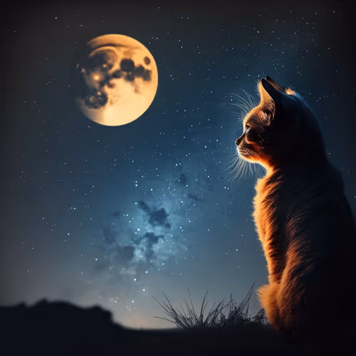 Cats and moon