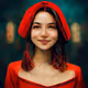 portrait of a girl in a red cap