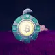 GIF-animated Bitcoin token from glass and diamonds