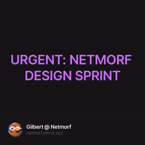 URGENT: NETMORF DESIGN SPRINT