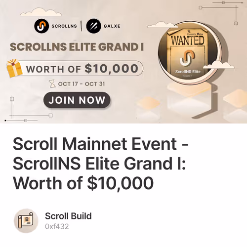 Scroll Mainnet Event - ScrollNS Elite Grand I: Worth of $10,000