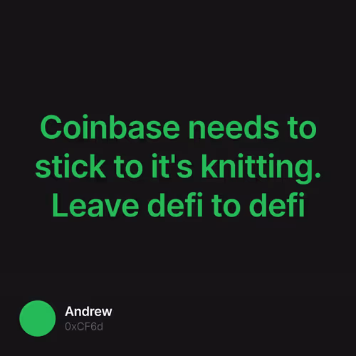 Coinbase needs to stick to it's knitting. Leave defi to defi