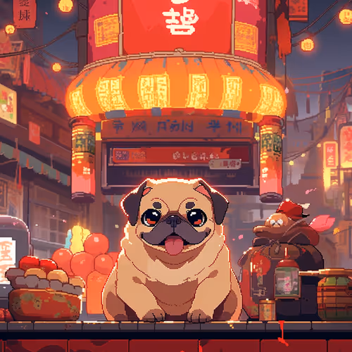 Pug in Lunar New Year